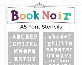 Book Noir Font Journal Stencil - Upper / Lower Case A5 Font Journal / Planner Stencil