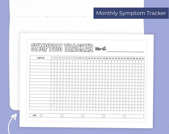 Monthly Symptom Tracker Full Page Sticker Sheet - Large Journal Sticker - Planner Sticker for ADHD, Chronic Illness, Pain, Health Tracker