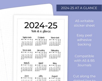 2024-2025 Academic Year at a Glance Full Page Sticker Sheet - Large Journal Sticker - 24-25 Future Log Sticker
