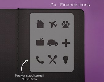 Finance / Money saving  Icons - Pocket Size - Journal / Planner Stencil