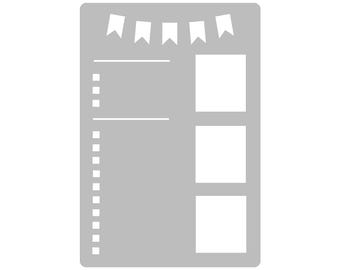 Daily Spread - Super Easy Journal Stencil - A5 - Full Page Layout Stencil Template