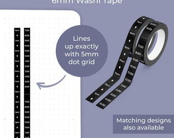 Schwarzes Timeline Washi Tape - Time Blocking Duo (6 mm)