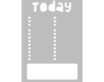 Today Daily Spread - Super Easy Journal Stencil - B5 - Full Page Layout Stencil Template