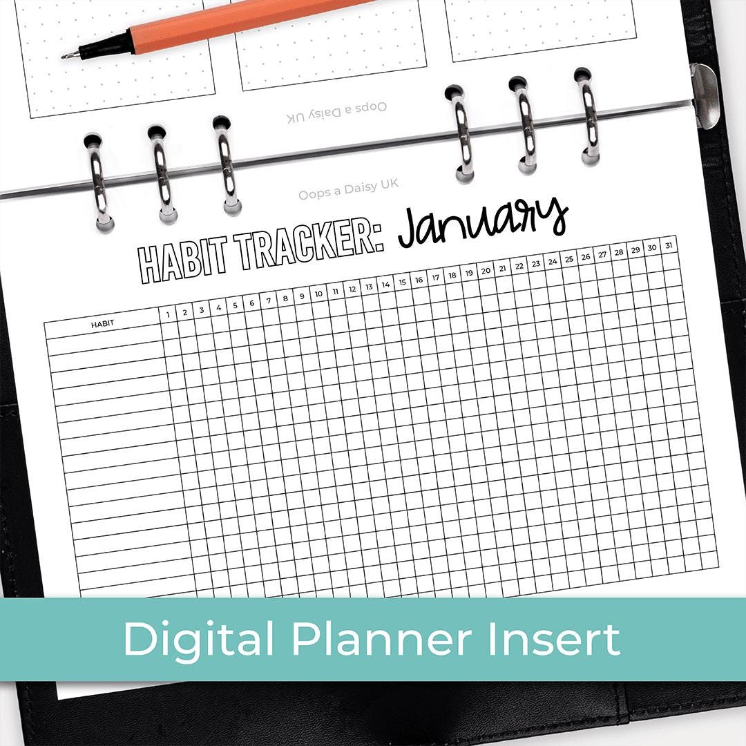 Monthly Habit Tracker - A5 Hybrid Planner Insert - DIGITAL DOWNLOAD - Etsy