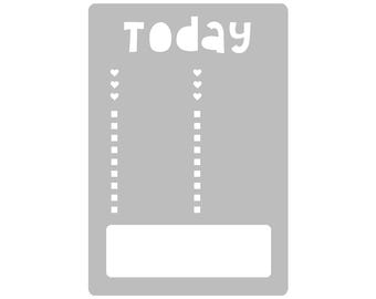 Today Daily Spread - Super Easy Journal Stencil - A5 - Full Page Layout Stencil Template