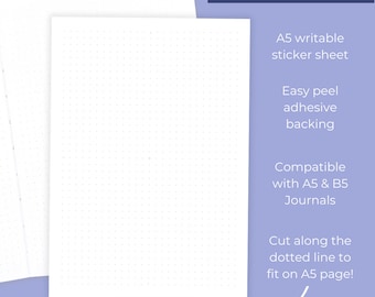 Dot Grid - Full Page Sticker Sheet - Large Journal Sticker - A5 Dot Grid Design.