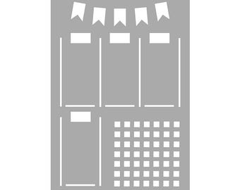 Wochenübersicht - Super Easy Journal Stencil - A5 oder B5 - Flexible Planer Schablone
