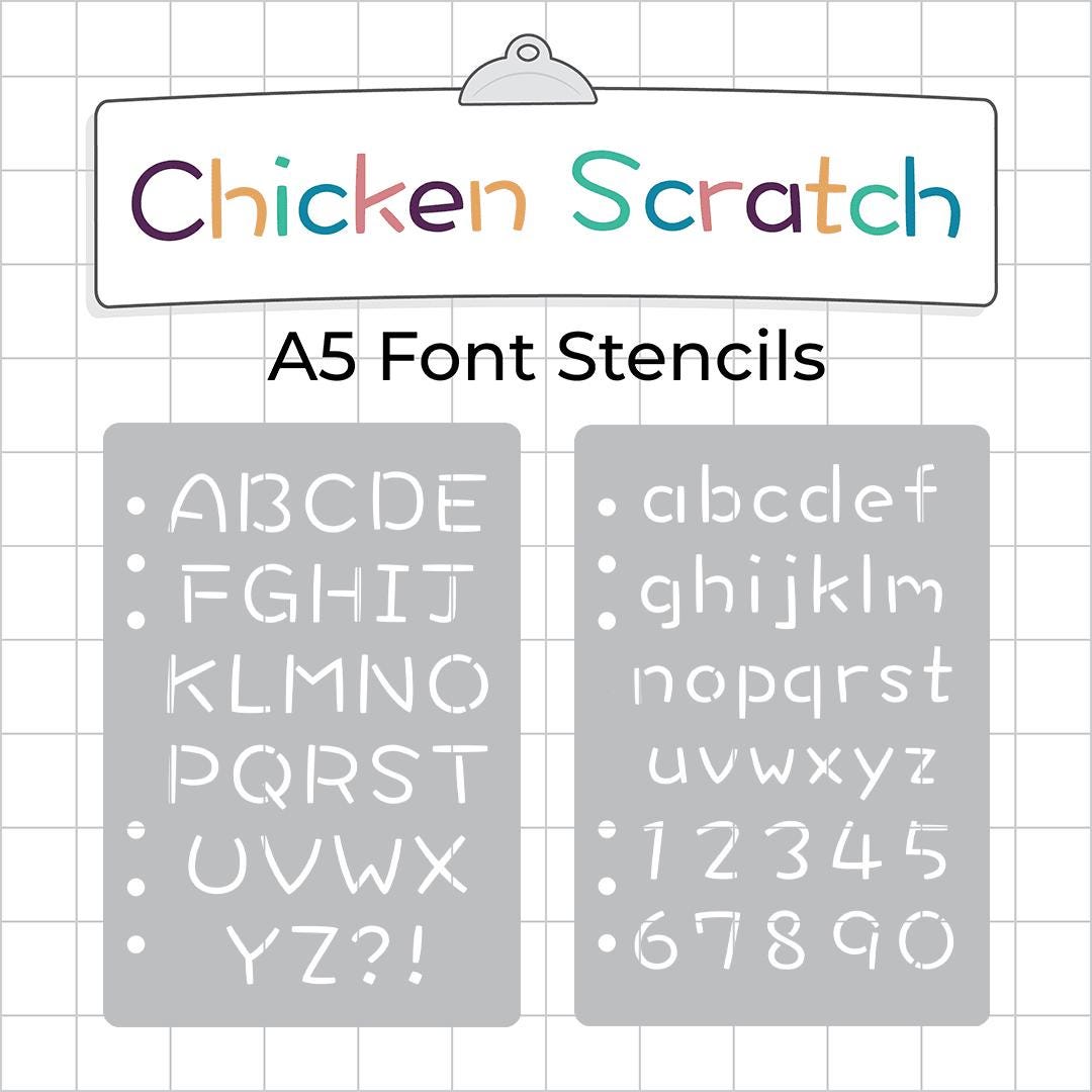 Chicken Scratch Font - Upper Case Lettering Stencil - Original - Etsy