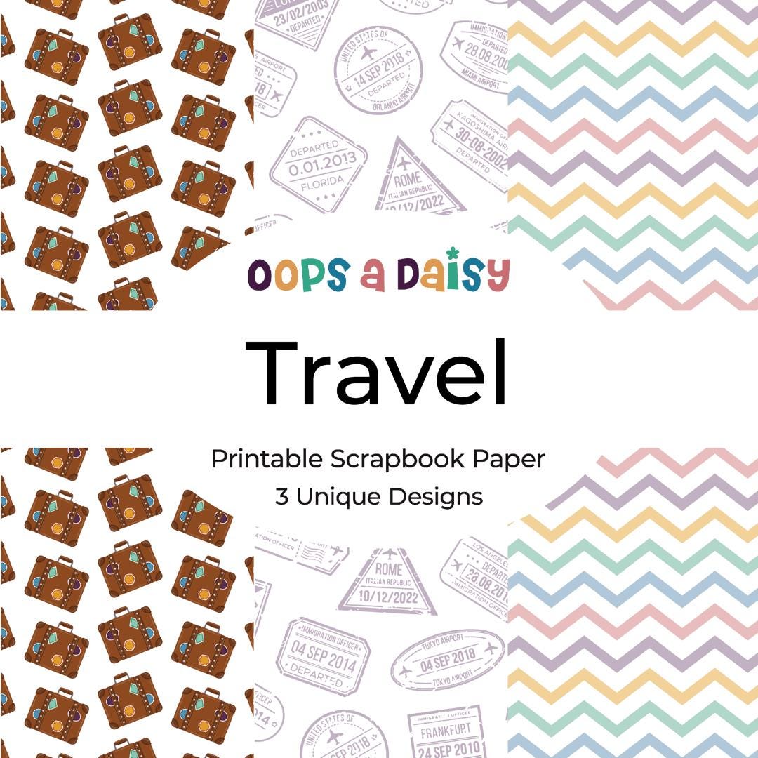 Travel Pattern Paper Travel - Patterned Paper Printables - Digital Download - Etsy