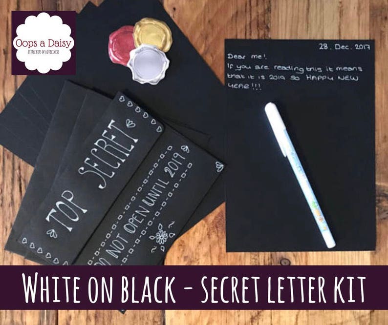 Secret Journal Letter Kit Contains Black Envelope And Paper Etsy