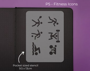 Fitness & Exercise Tracker Icons - Pocket Size - Journal / Planner Stencil