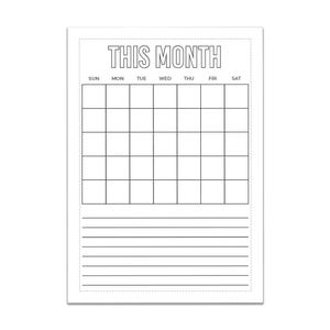 Monatliche Übersicht (Undatiert - Sonntag Start) - Super einfacher Stickerbogen (A5)