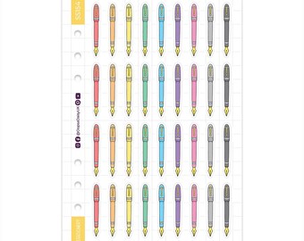 Penne stilografiche arcobaleno - Foglio di adesivi A5