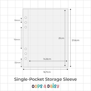 Fundas de almacenamiento transparentes de un solo bolsillo (paquete de 10) - Compatibles con carpetas de 6 anillas A5