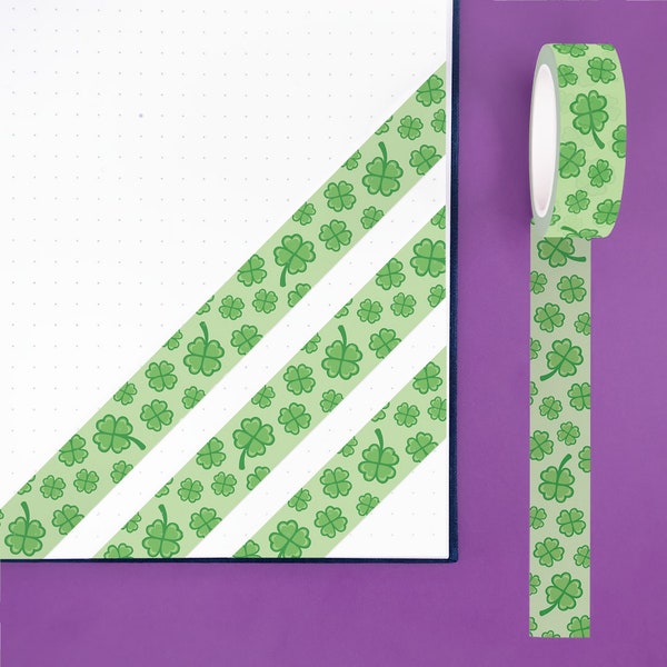 Lucky Clover Washi tape - Four Leaf Clover Design - Journal/Planner Washi Tape