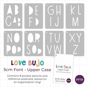 Let It Snow - Upper Case Font - 5cm Alphabet - Set Of 8 Pocket Journal Stencils