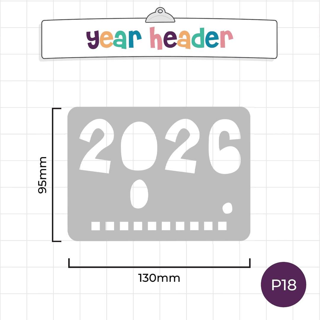 2026 ヘッダーとチェックボックス - ポケットジャーナルステンシル