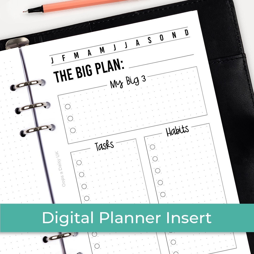 Printable Digital Big Plan Weekly Planner Inserts A5 - Family / Social ...