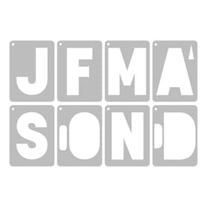 Plantillas para agendas de bolsillo con letra de bloque de 10 cm - Iniciales de mes en mayúsculas