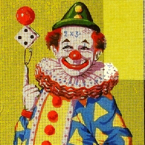 Printed Needlepoint Tapestry  Canvas Collection D&#39;art  &quot;Clown&quot; 8059