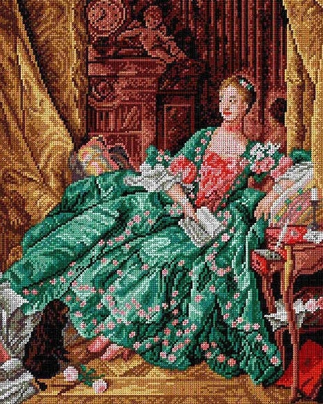 Needlepoint Painted Canvas Counted Cross Stitch Tapestry Kit Gobelin - Lady with Flowers. 18x24 14.848 by Gobelinl