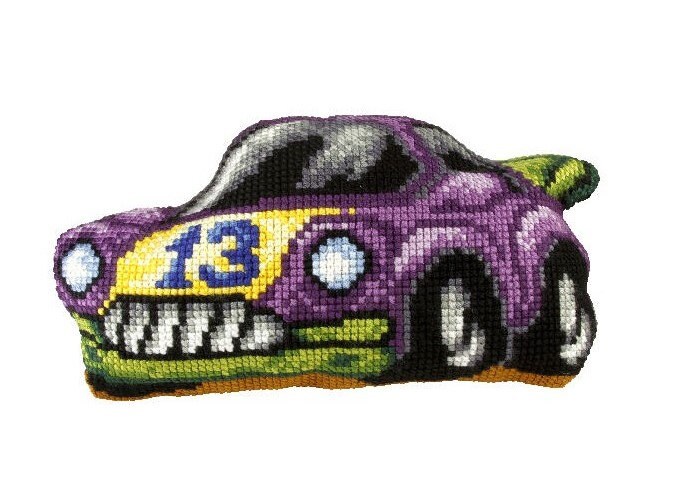スポーツカー クロスステッチ フロントクッション 枕キット オルキデア