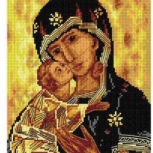 Printed Canvas for Cross Stitch Tapestry Gobelin Embroidery Orchidea "Madonna and Child" 2749