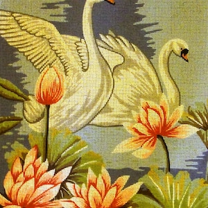 Swans Printed Canvas for Cross Stitch Tapestry Gobelin Embroidery Diamant Gobelin L 14839