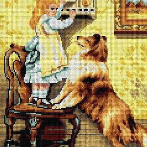 Printed Canvas for Cross Stitch Tapestry Gobelin Embroidery &#39;A Secret Place&quot; 3036