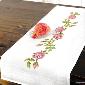 クロスステッチ刺繍用テーブルランナーキット「バラ」シェーファー 6940R