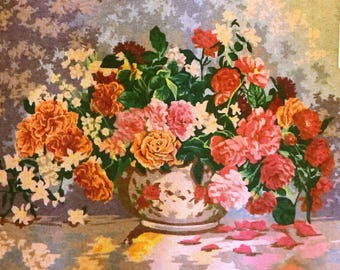 Printed Needlepoint Tapestry  Canvas Collection D&#39;art &quot;Bouquet of Roses&quot; 12965