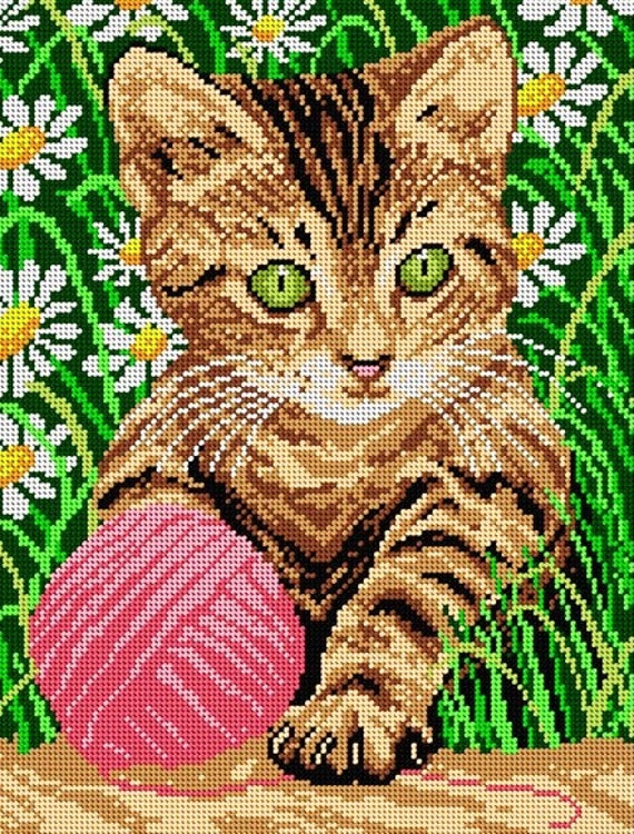 Tapestry cat cross stitch sale