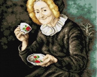 Coffee Drinker&quot; Printed Canvas for Cross Stitch Tapestry Gobelin Embroidery Orchidea 2557M