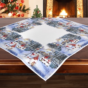 Christmas Gnomes Printed  Vintage Table Cover  Topper 08455-100A