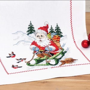 Table runner Kit for Cross Stitch Embroidery Duftin &quot;Santa on Slay&quot; 08209