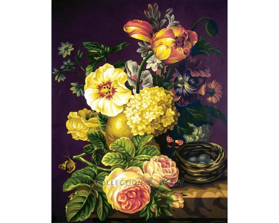 Printed Needlepoint Tapestry  Canvas Collection D'art "Bouquet" 11584