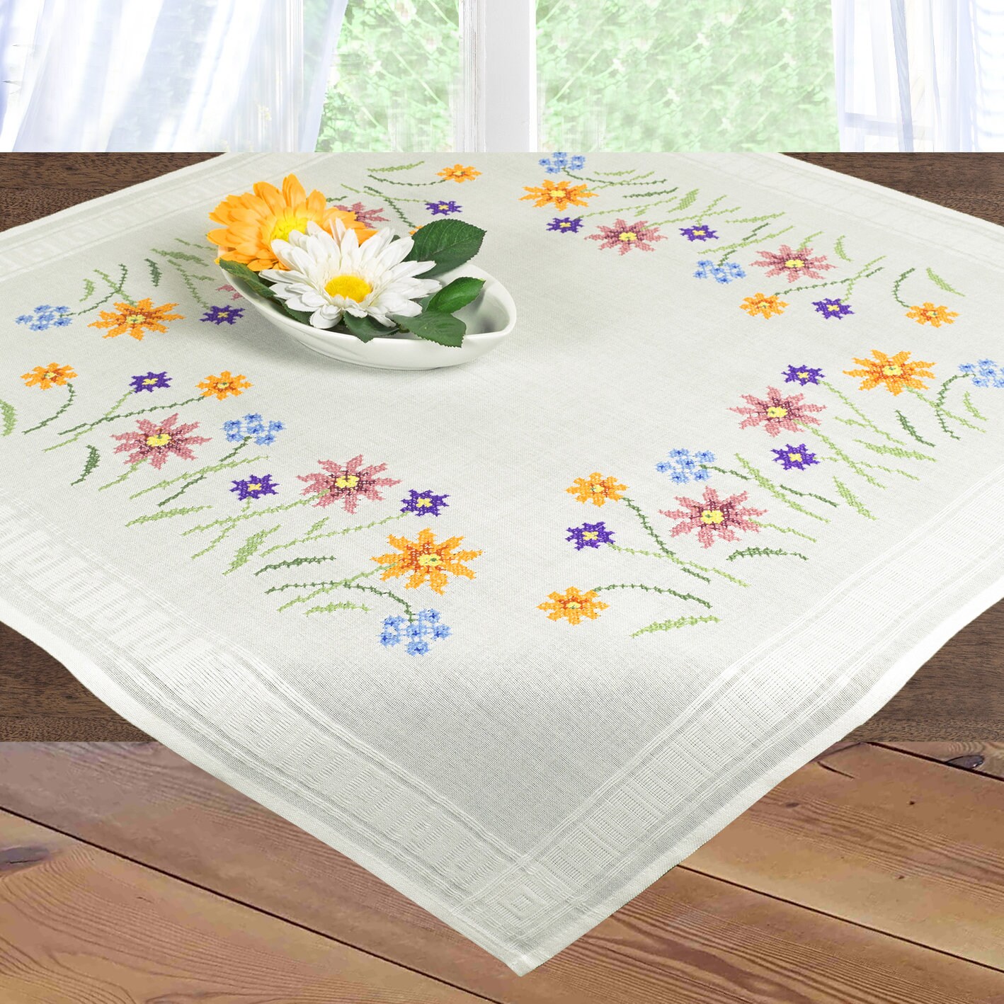 クロスステッチ刺繍用花テーブルクロスキット シェーファー 6862