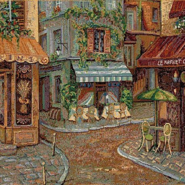 Paris Cafe Panel Tapestry Gobelin Decorating Fabric 13.5 x 20"