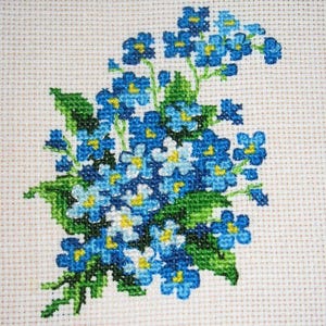 Unprinted Counted Funny Needlework Cross Stitch Kit Magic Needle &quot;Forget-me-Not&quot; 28-06
