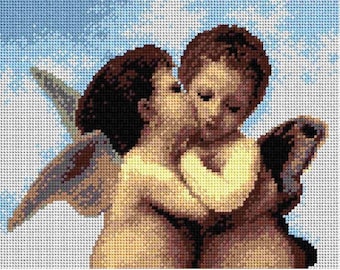 Kissing Angels Printed Canvas for Cross Stitch Tapestry Gobelin Embroidery Orchidea 2209H