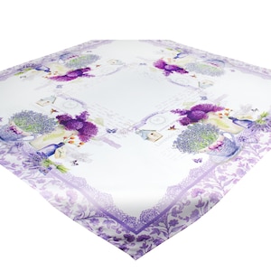 Lilac Printed  Vintage Table Cover  Topper 08663100