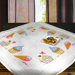 Ice Cream&quot; Tablecloth Kit for Cross Stitch Embroidery Schafer 6912