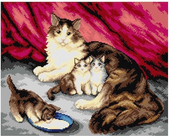 Gobelin Tapestry Kit Three Kittens Gobelin Stitch Kits Painting