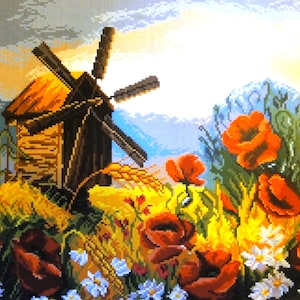 Printed Cross Stitch Canvas for Embroidery Collection D&#39;arts &quot;Sultry Poppies&quot; 1907