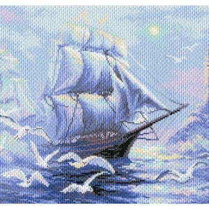 Printed Cross Stitch Canvas for Embroidery Collection D&#39;arts &quot;Ghost brigantine&quot; 1762