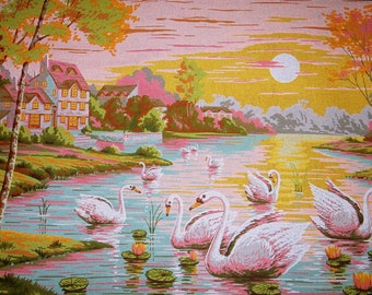Swans Printed Canvas for Cross Stitch Tapestry Gobelin Embroidery Diamant Gobelin L A2025