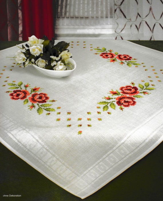 クロスステッチ刺繍用バラのテーブルクロスキット シェーファー 6835