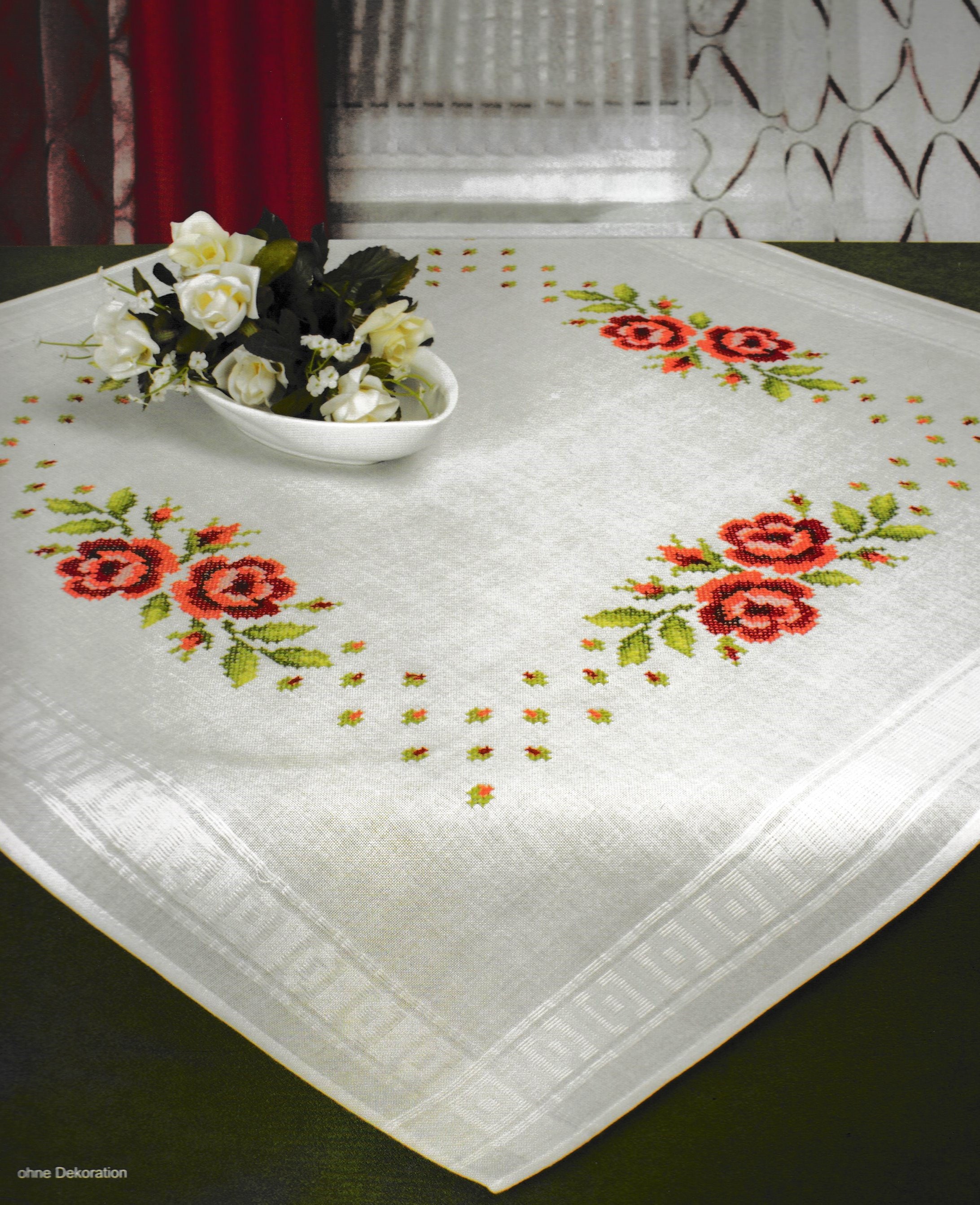 刺繍テーブルクロス クロスステッチ刺繍用バラのテーブルクロスキット シェーファー 6835