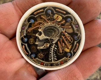 Limited Edition Collector Quality Sticker of Hobo Nickel Carving “Hard Wired” by Dwayne Wolosiewicz of Wolosiewicz Art