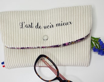 White corduroy glasses case